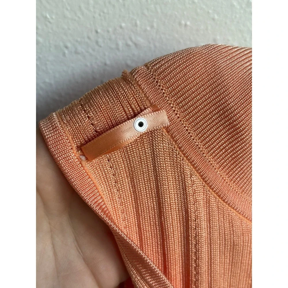 White House Black Market Peach Ribbed Quarter Zip Sleeveless Knit Top Small
